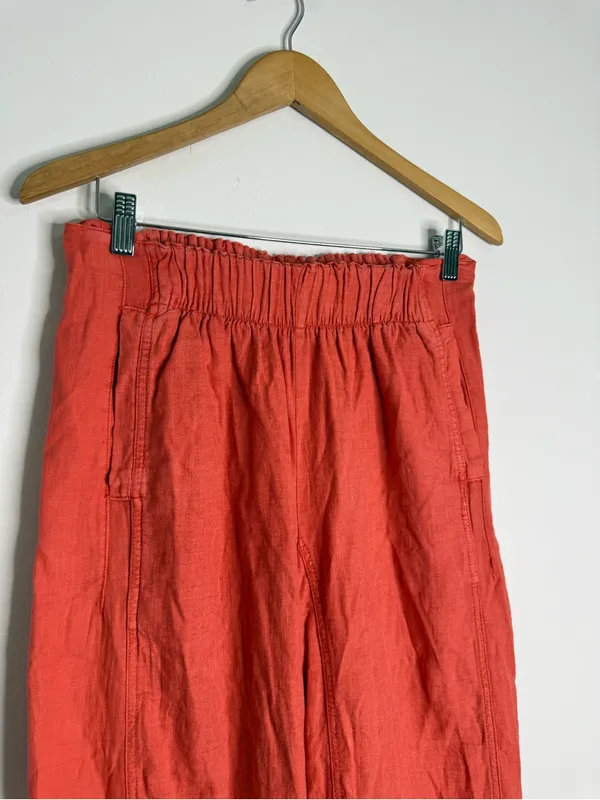 Free People Day’s End Linen Pull-On Pants XS Dark Salmon Wide Leg - Image 5