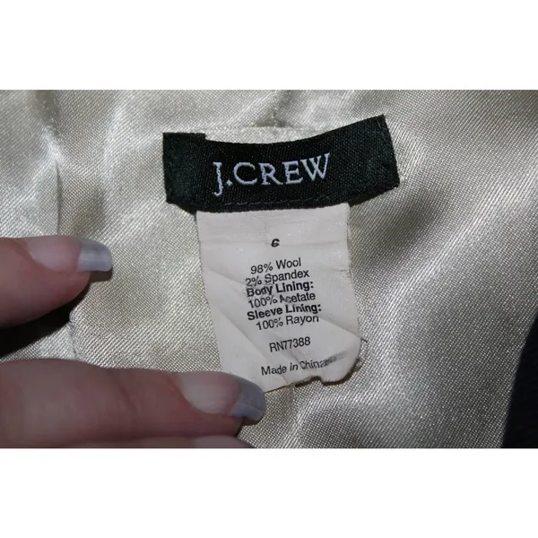 Women J. Crew Schoolboy Jacket 17072 Navy Blue Gold Wool Blazer Suit Coat Size 6 - Image 3