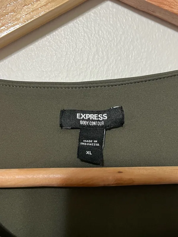 Express Body Contour High Neck Thong Bodysuit Green Size XL - Image 3