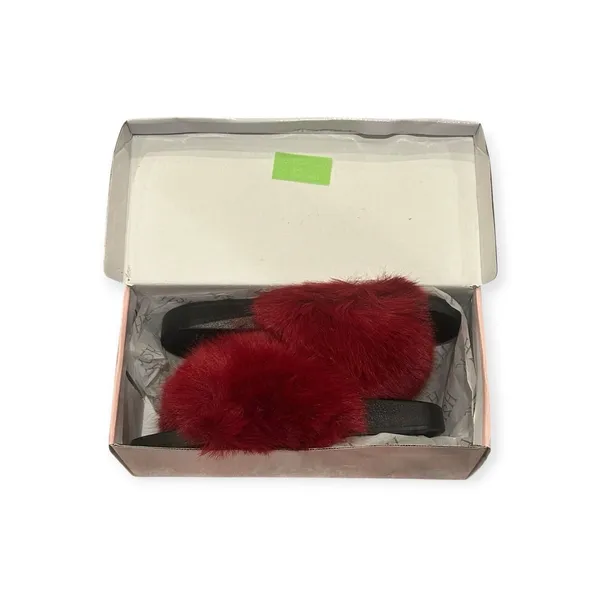H2K Red Faux Fur Slide Sandals Women’s Size 8 - Image 7