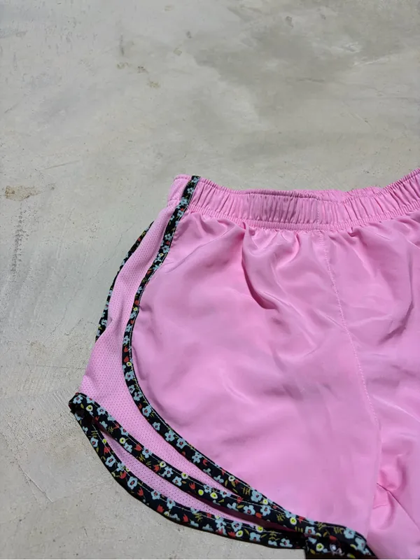 Nike Pink Women's Athletic Shorts with Floral Edge Trim XS - Image 2