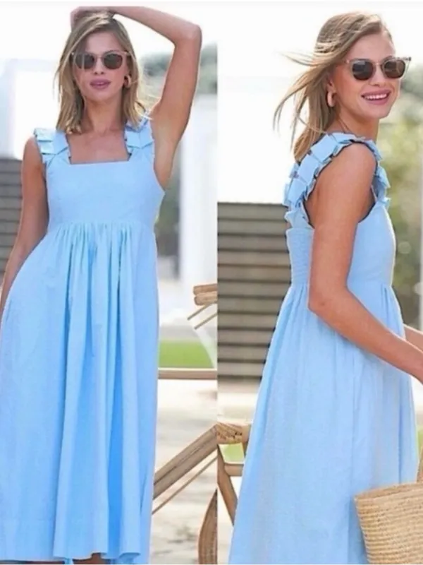 Lake Lolly Midi Dress in Morning Blue 100% cotton size xsmall women’s - Image 2