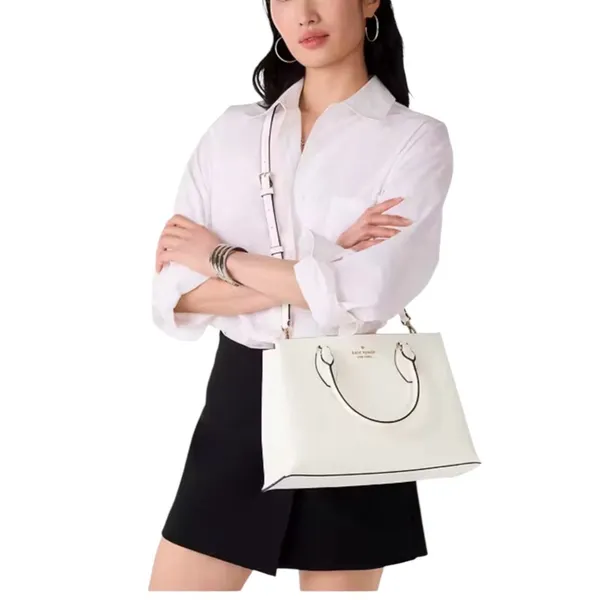 Kate Spade Harper Satchel Parchment Pebbled Leather Crossbody Tote Shoulder Bag - Image 14