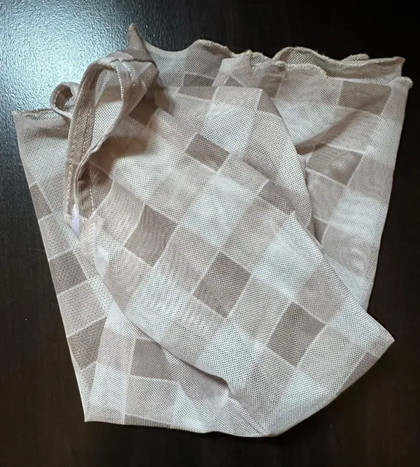 Checkered Mesh Crop Top Tan - Image 5