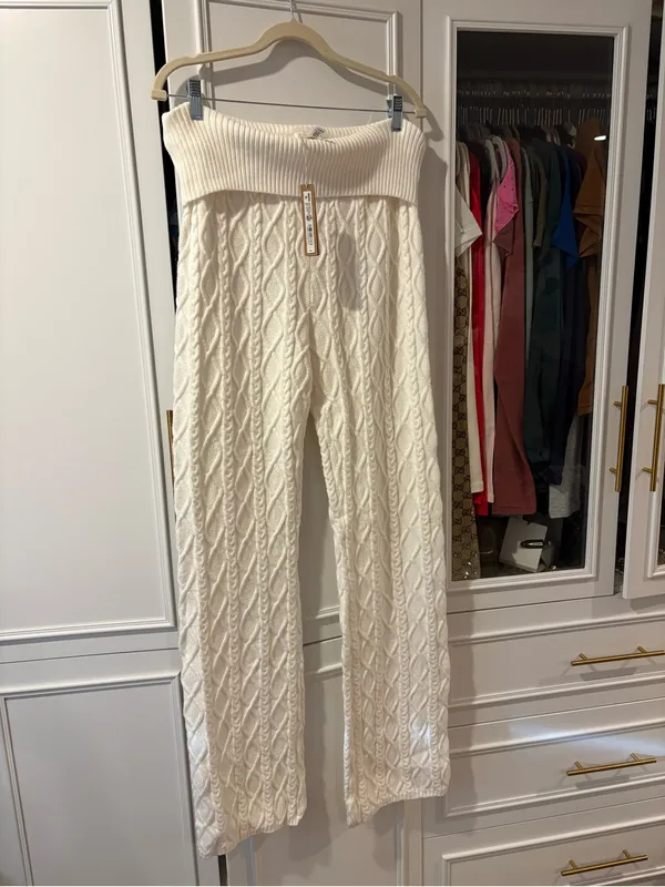 RARE BNWT Skims Snow Bunny Knit Foldover Pant in Snow XL - Image 3