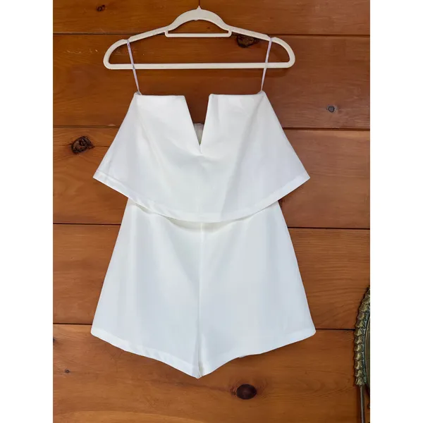 Lulus Power of Love White Strapless Romper Party Classy Elegant Engagement Sz S - Image 4