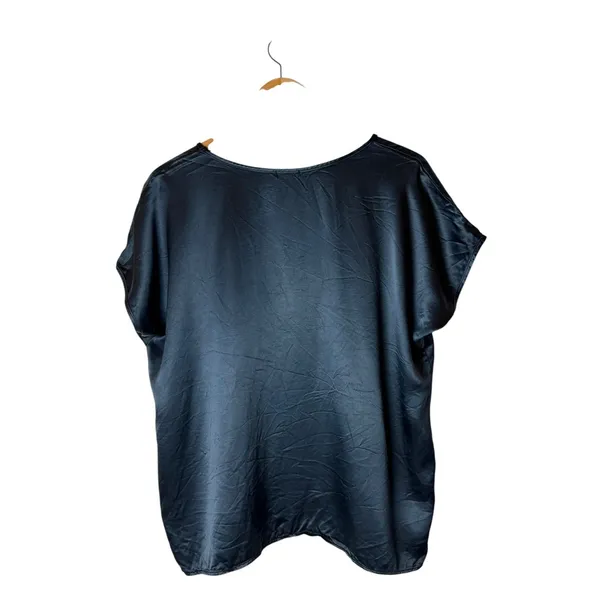 PJ Harlow Roxxy Satin Lounge Top Women Small Navy Blue Pajamas Silky Loungewear - Image 3
