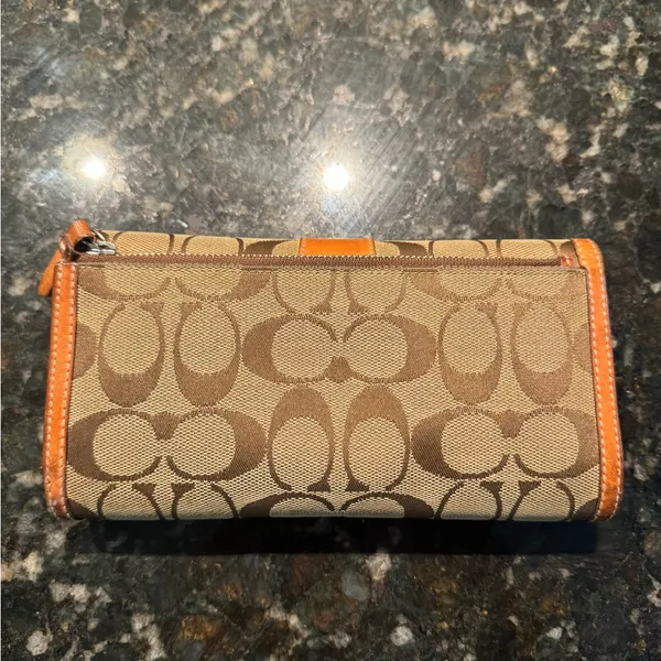 COACH‎ Vintage Hampton Brown Signature Leather Card Case Wallet Clutch C - Image 2