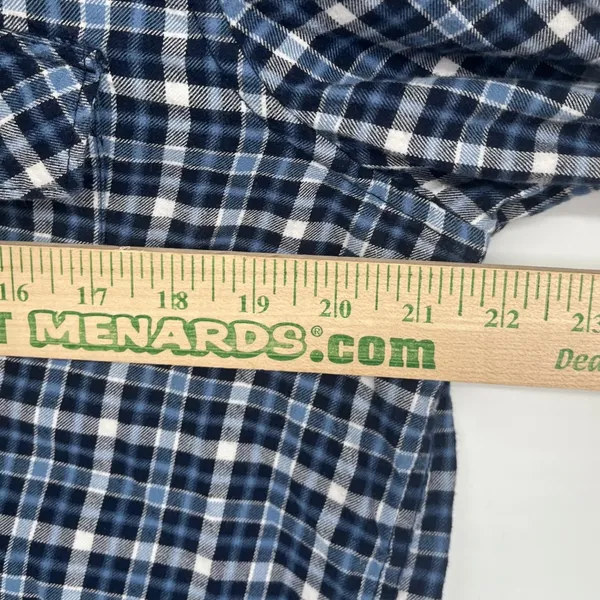 Eddie Bauer Blue White Plaid Flannel Button Down Shirt Womens XL Long Sleeve - Image 7