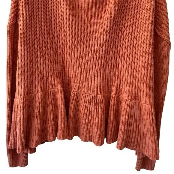 Free People Knit Cozy Pink Turtleneck Sweater Ruffle Cottagecore Feminine S - Image 5