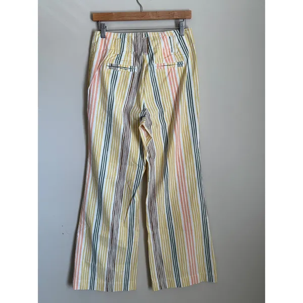 Maeve Wide Leg Pants Women 8 Yellow Striped Naomi High Rise Patch Pocket - Image 5