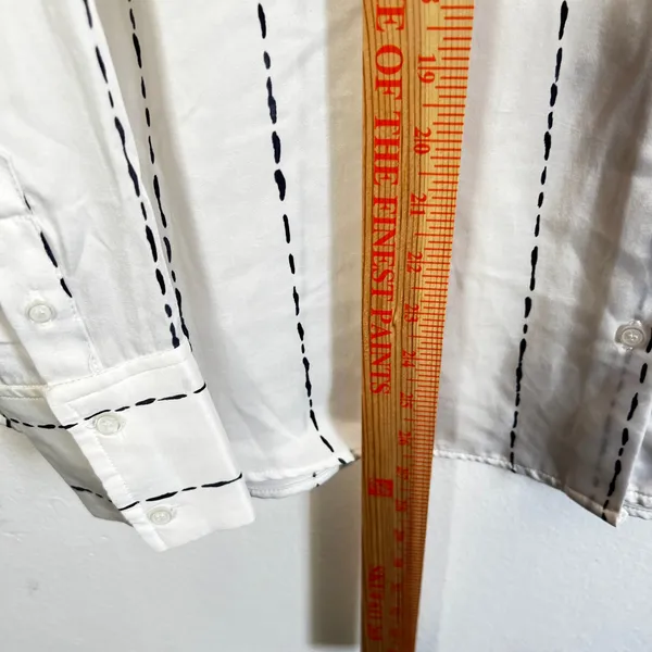 Career Blouse Womens‎ Large Button Shirt White Striped Work Office - Image 6