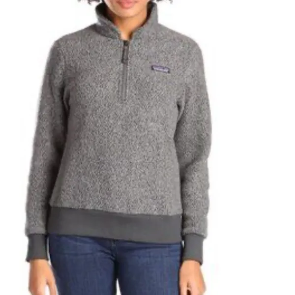PATAGONIA W's Woolyester Fleece Pullover Women M Gray 1/4 Zip Outdoor Casual - Image 2