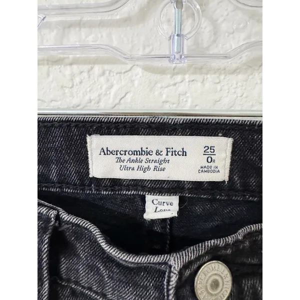 Abercrombie & Fitch The Ankle Straight Ultra High Rise Curve Love Jeans 25 Black - Image 4
