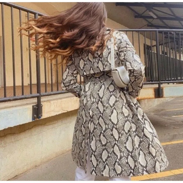Choosy NWT Large Faux Snakeskin Leather Trench Coat Jacket Exotic Vintage 90s - Image 4