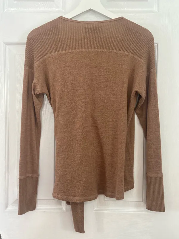 Abercrombie Soft Cozy Wrap Top Tie Waist Knit Long Sleeve Brown Size S - Image 3