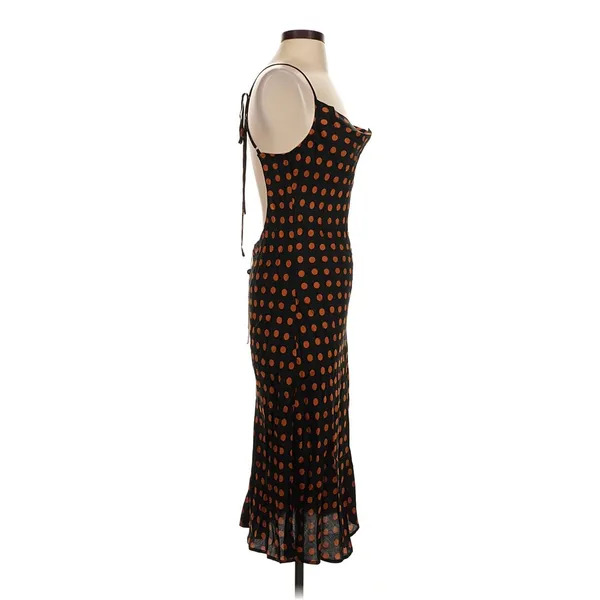 NWT For Love & Lemons Black Rust Polka Dot Open Back Slip Midi Dress XS - Image 2