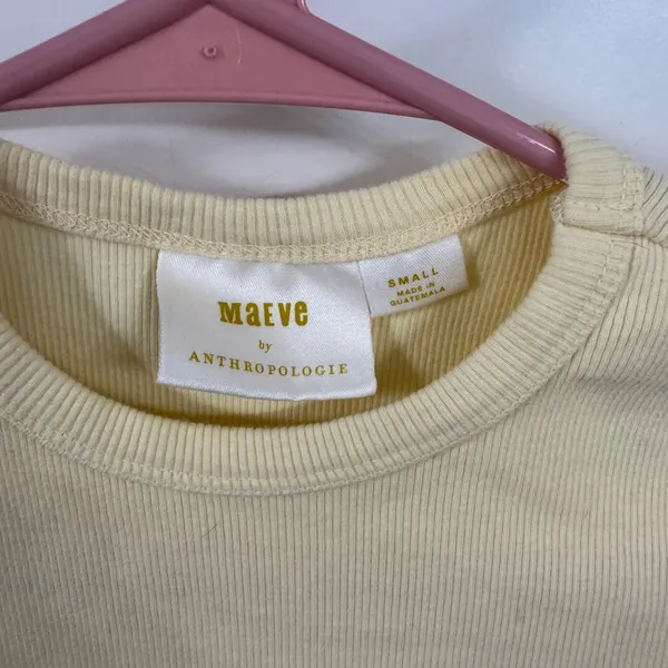 Anthropologie Maeve Yellow Ribbed Knit Top - Image 3