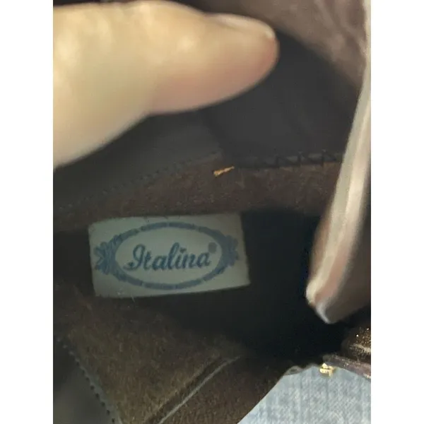 Italina Brown Suede Ankle Boots Gold Zipper and Buckle Size 7.5M‎ - Image 8