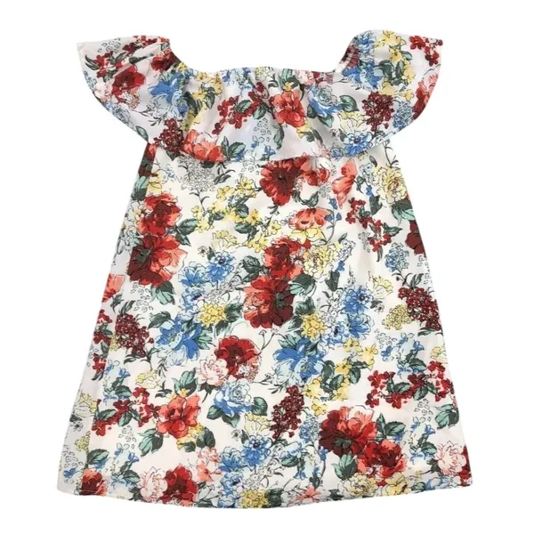 Abercrombie‎ & Fitch Floral Off-The-Shoulder Ruffle Mini Dress White Small - Image 4
