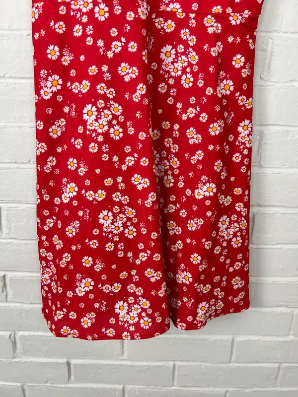 Princess Polly Red Floral Tie Strap Mini Dress Size 2 - Image 4
