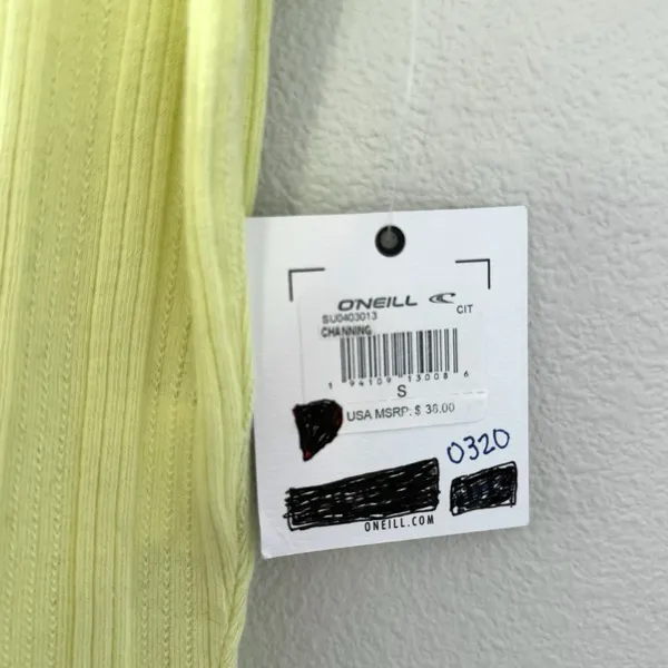 NWT O'Neill 100% Cotton Lemon Yellow Crop Top Sz S Scalloped Hem Square Neck - Image 8