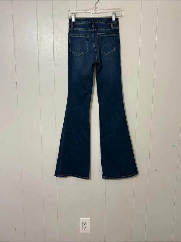 FRAME Le One Flare Jeans Hanbury Wash Size 0 High Rise Stretch Denim - Image 11