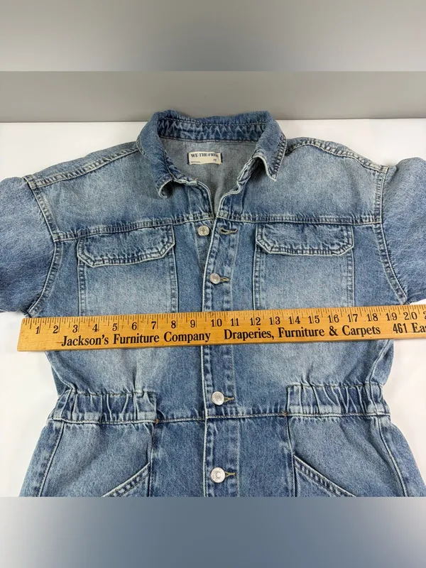 WE THE FREE BY FREE PEOPLE Marci Cotton Denim Romper Women's Size Medium - Image 9