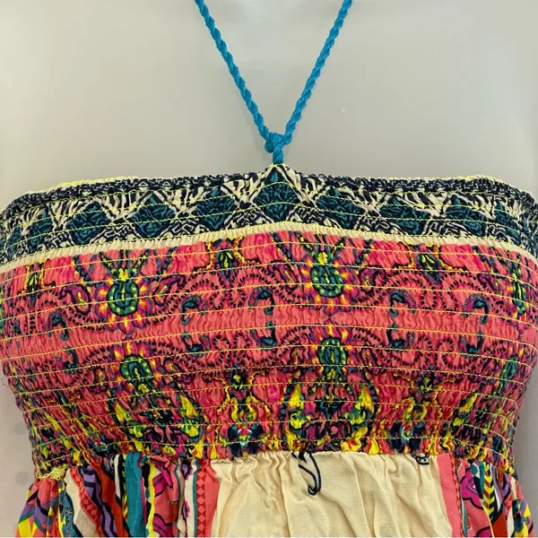 Flying Tomato Multicolor Strapless Bohemian Dress Y2K Boho Midi Halter Paisley - Image 2