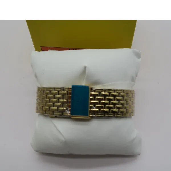 Invicta Gold Tone Rectangular Blue Dial Watch with Brick Link Bracelet - Image 5