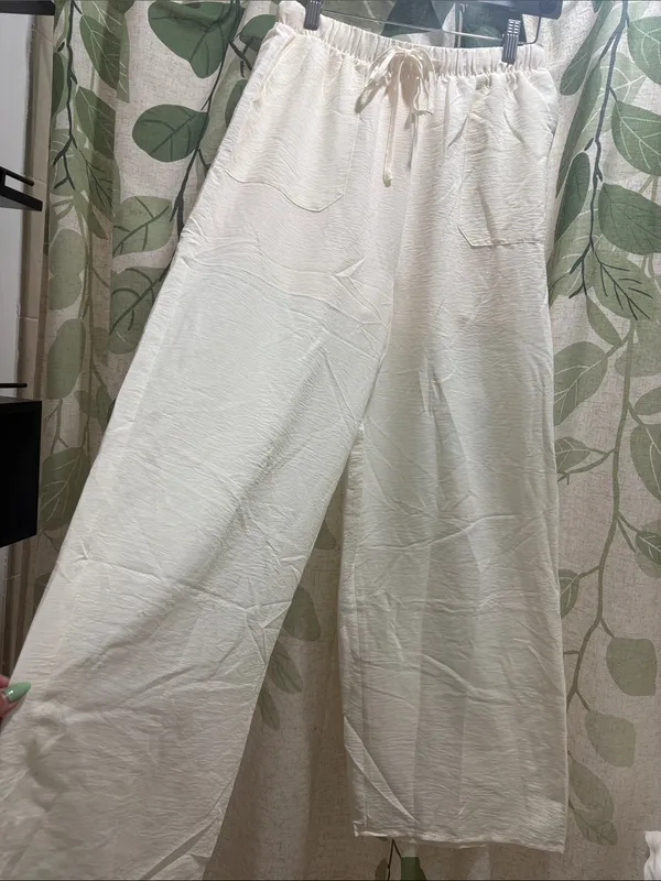 HYFVE Women's Wide Leg Pants in Cream - Image 2