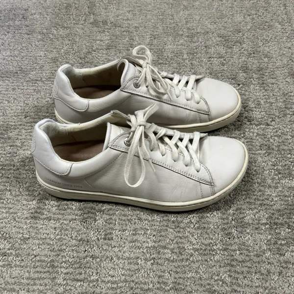 Birkenstock Bend Low Shoes Womens 7 White Leather Sneakers 38 Casual Lace Up - Image 5