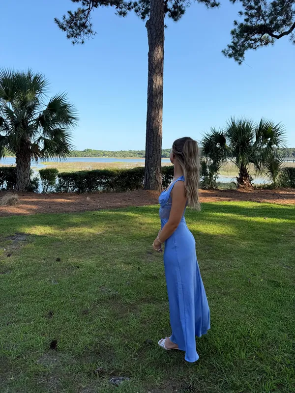 Blue satin gown Size XS - Image 3