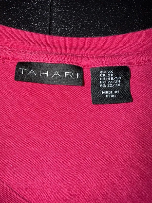 Tahari Pink V-Neck Pima Cotton Blend Plus Size Tunic 2X - Image 2