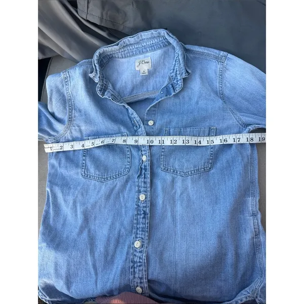 J. Crew Light Wash Denim Button-Down Shirt size 0 - Image 7
