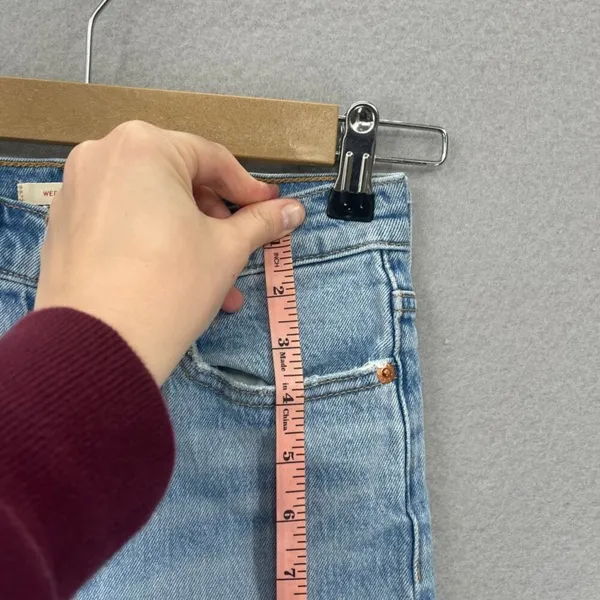 Levis Jeans Womens 24 Light Blue Wedgie Straight Distressed Button Fly Raw Hem - Image 10