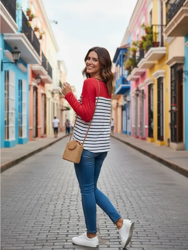 Zenana Outfitters Red Raglan Sleeve Striped Long-Sleeve Top with Black Pocket - Image 3