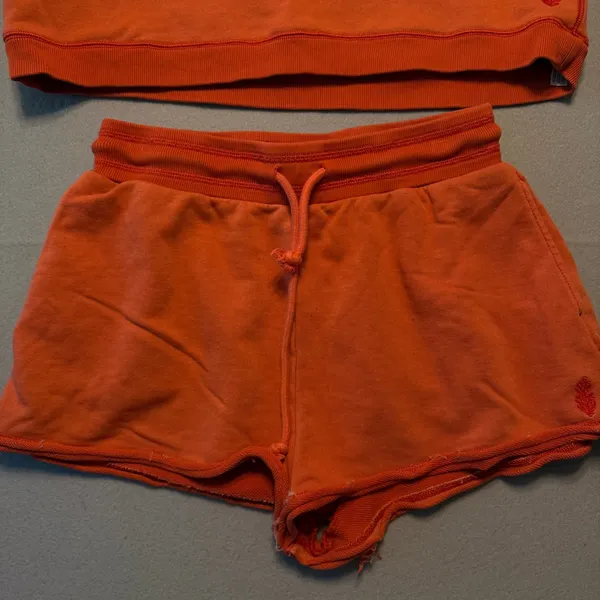 FP Movement Free People Time after Time Set Sweatshirt Shorts Orange Sz Med - Image 2
