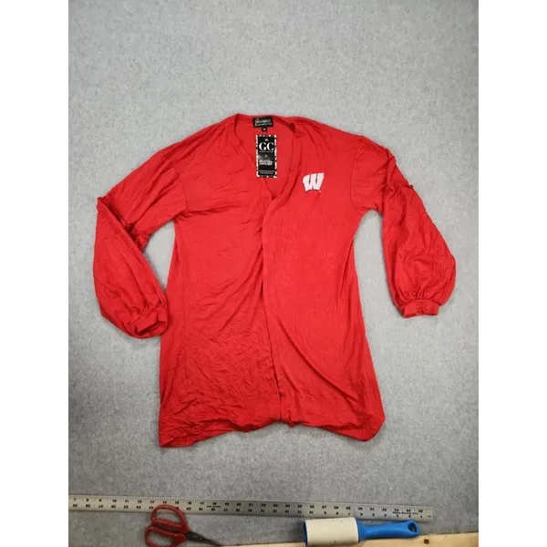 New Womens Red Wisconsin Badgers‎ Bubble Sleeve Cardigan Sweater Shirt MEDIUM - Image 10
