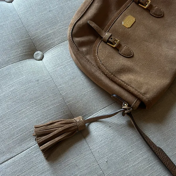 Lauren Ralph Lauren Brown Leather Suede Cow Leather Brown Saddle Crossbody Bag - Image 6