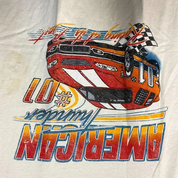 American Thunder Nascar Style Beige Tshirt size Extra Large - Image 2