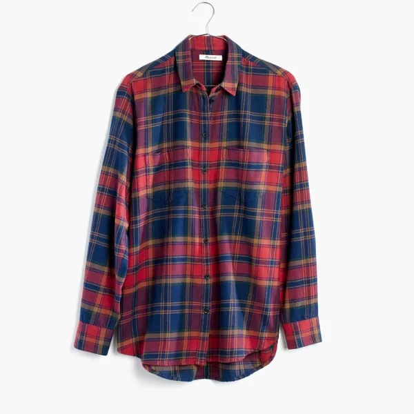 Madewell Flannel Oversized Ex-Boyfriend Shirt in Lewis Plaid - Image 3