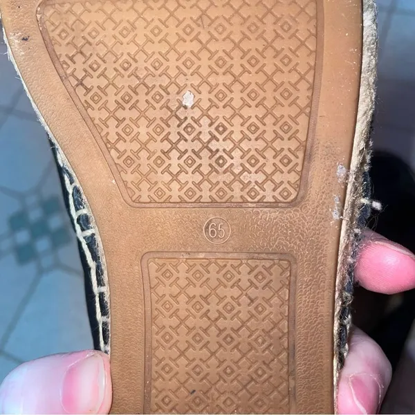 Tory Burch Black Leather Logo Cap Toe Espadrille Flats Women Size 6.5 ColorBlock - Image 9