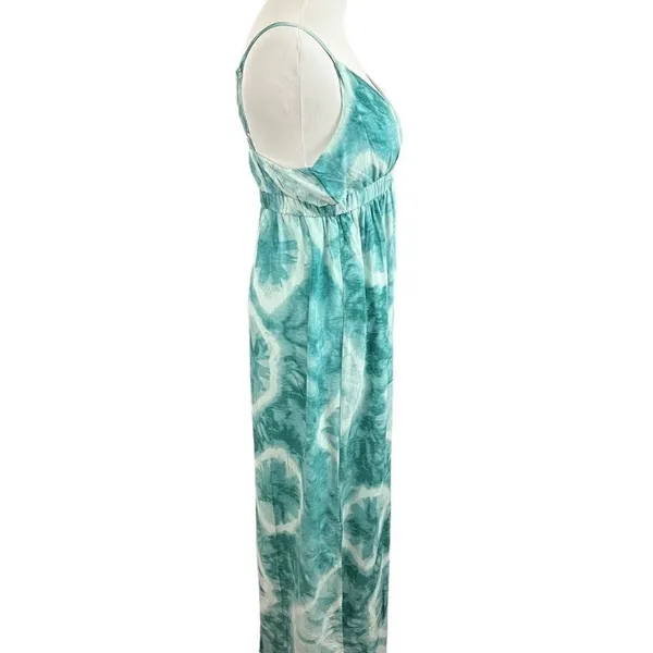Sadie & Sage Green Linen Blend Tie Dye Maxi Dress M - Image 2