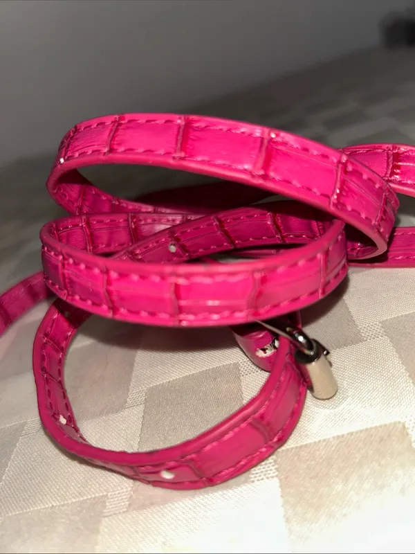 Source Unknown Hot Pink Croc-Embossed Strap with Silver Hardware - Image 3