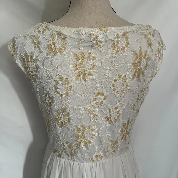 Candalite Glitter Lace Chiffon Maxi Dress Sz S Boho Fairy Flowy Cottage Formal - Image 11