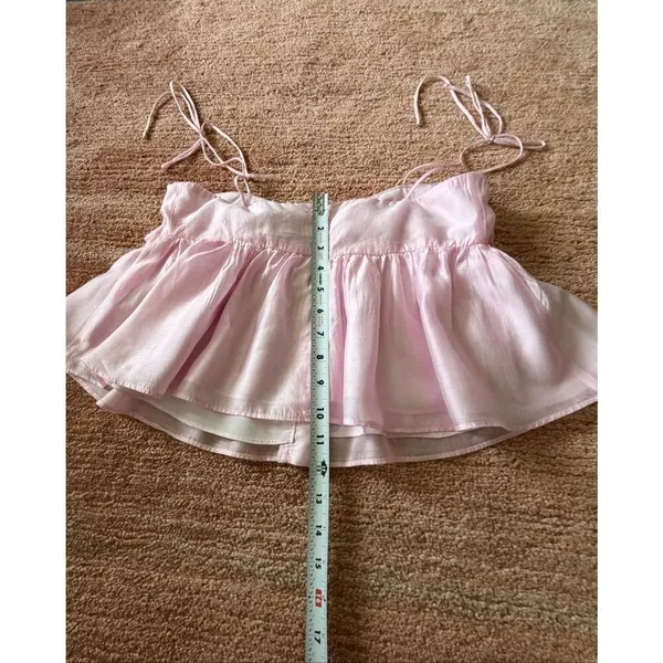 Lulus Pink Bow Tie Strap Peplum Top XS - Image 7