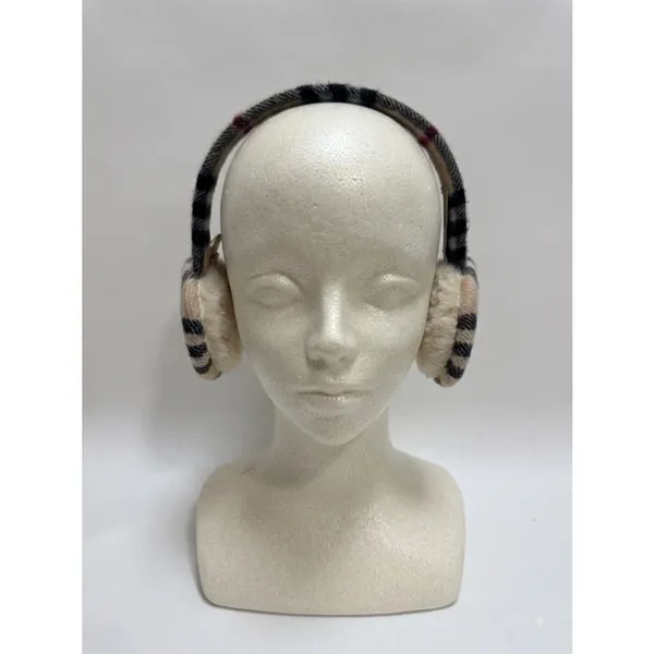 Burberry London Nova Check Cashmere Earmuffs Beige Black One Size - Image 9