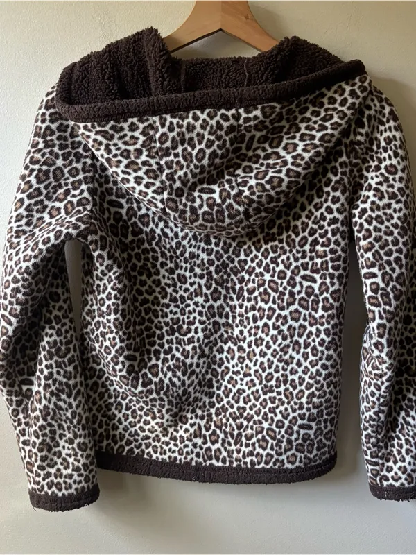 Faded Glory Leopard Print Hooded Zip-Up Fleece Jacket - Image 4