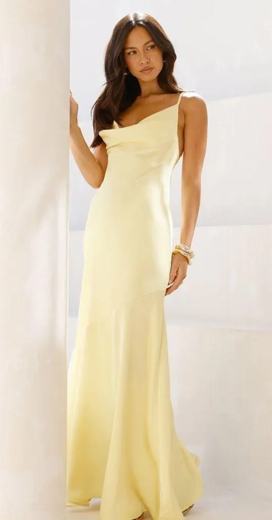 Hello Molly Brilliant Belle Satin Maxi Dress in yellow - Image 2